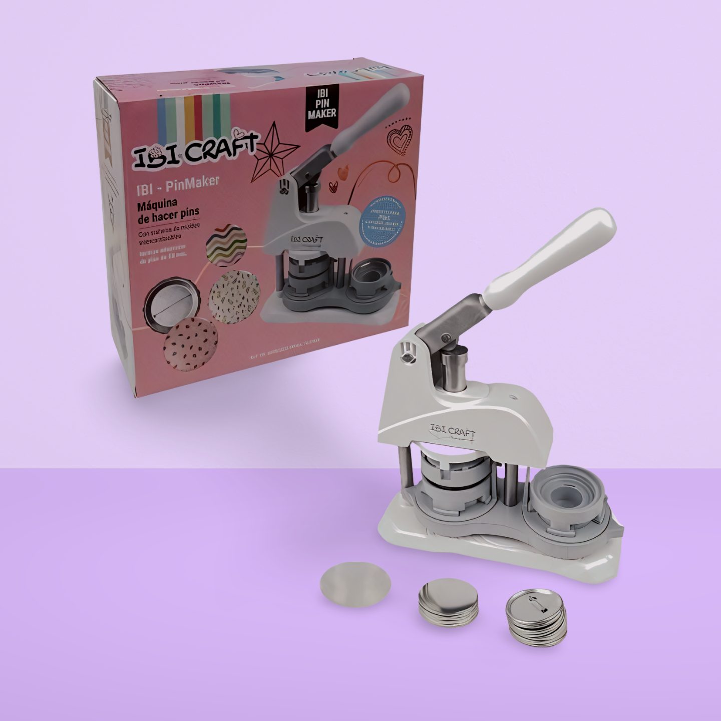 Prensa p/pins ibi craft kit c/molde 58 mm + 10 sets de pins
